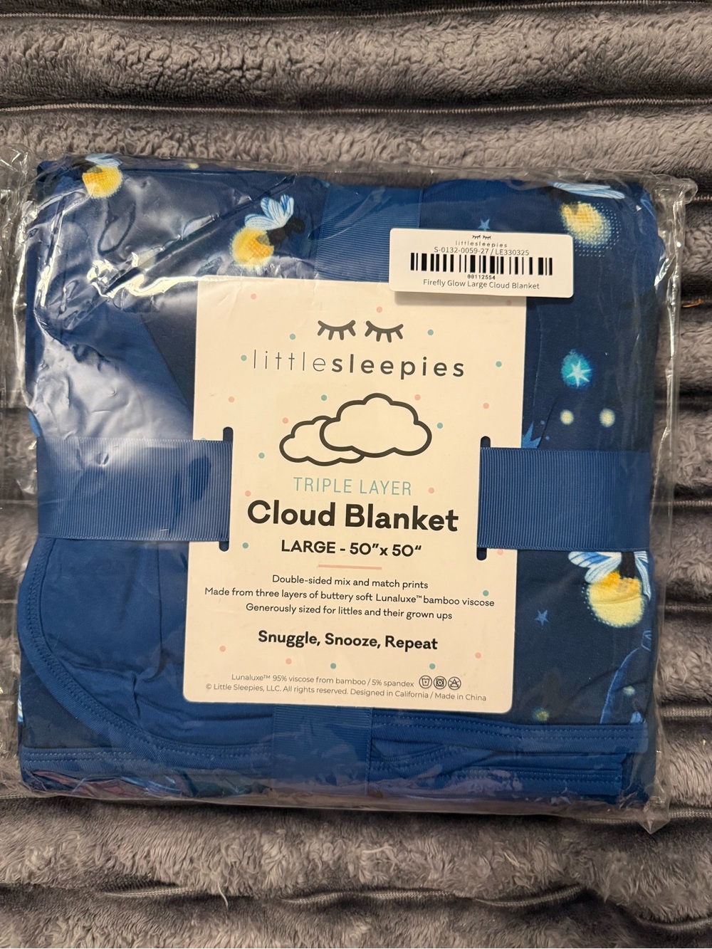 Little Sleepies Navy Firefly Cloud Blanket - Triple Layer